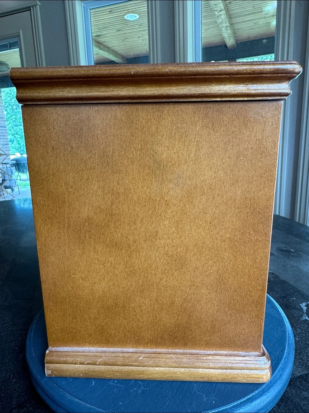 Vintage Wood Jewelry Box red lined